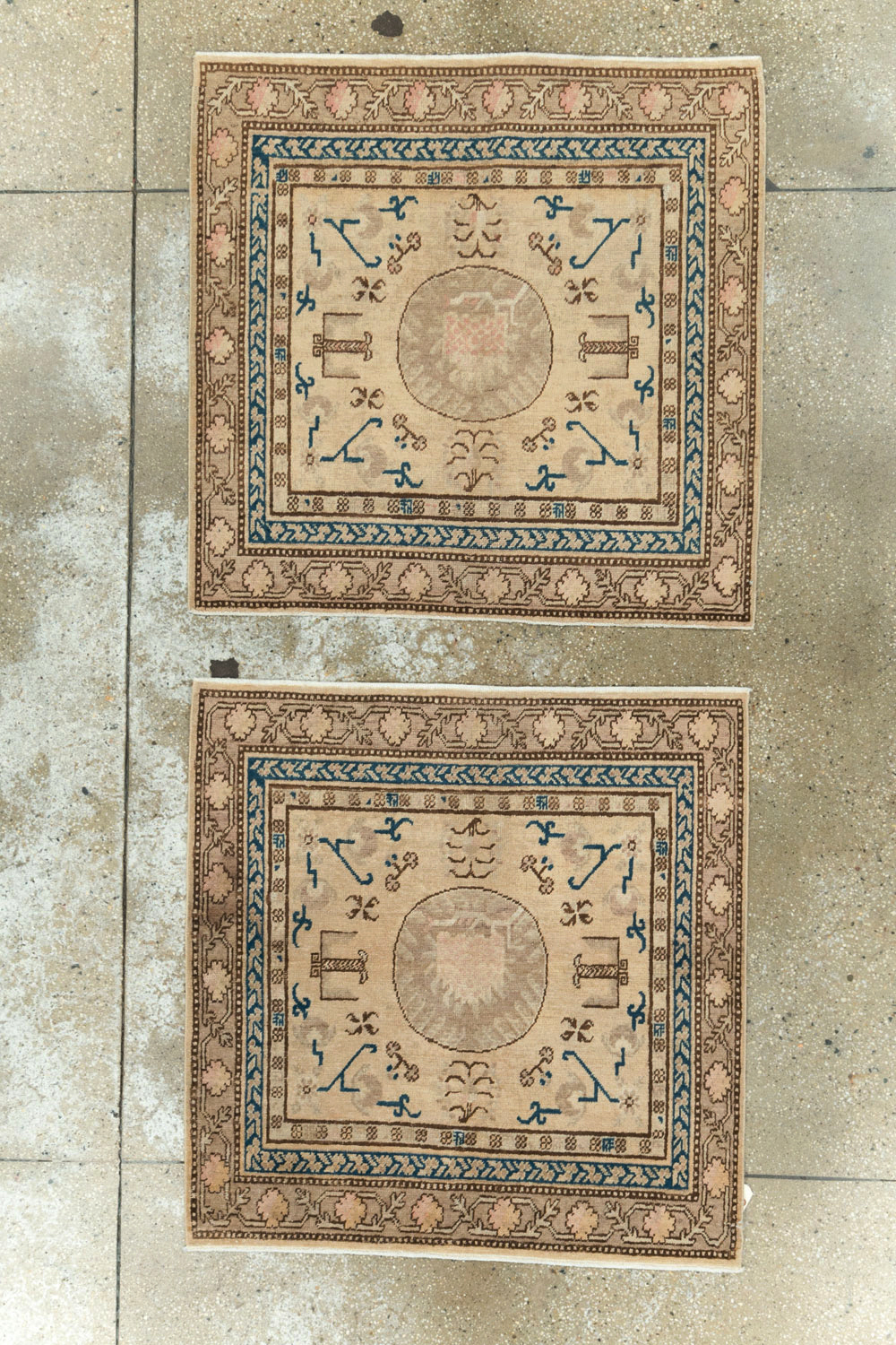 Antique East Turkestan Khotan Square Rug (Pair: 1 of 2), No.18245 - Gss