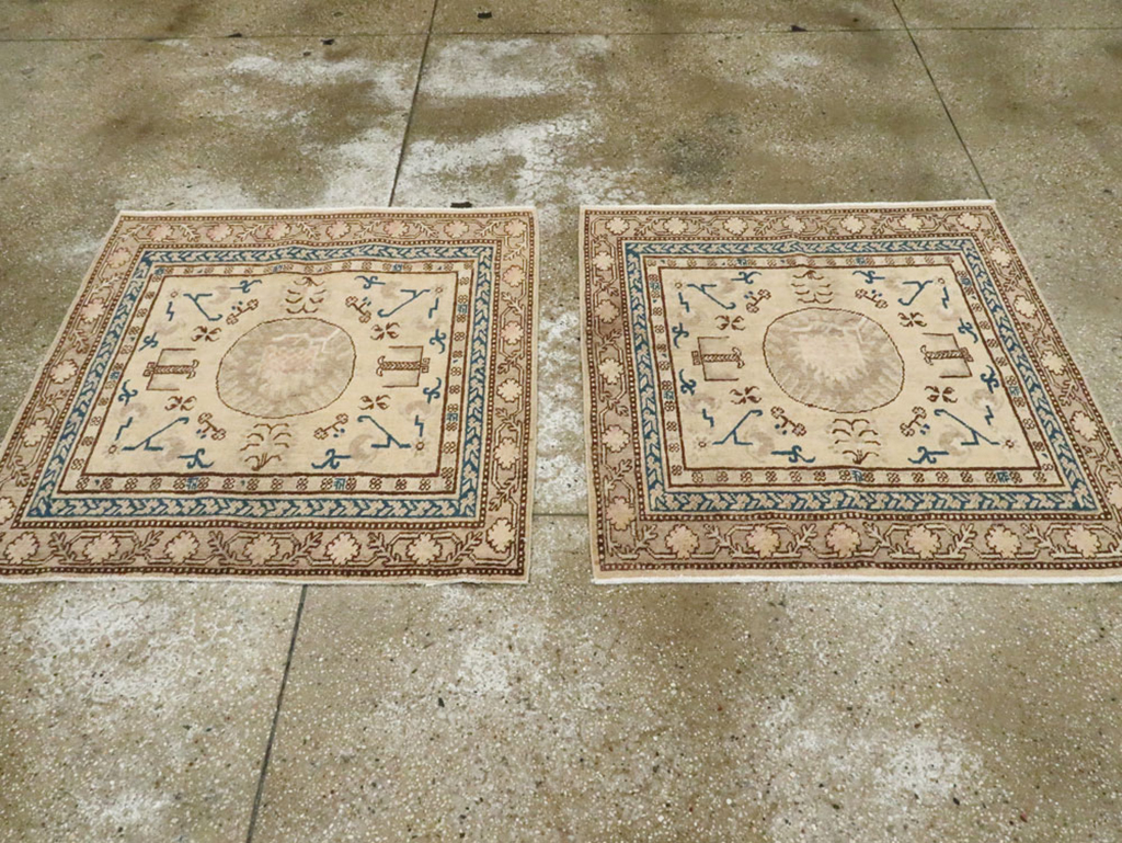 Antique East Turkestan Khotan Square Rug (Pair: 2 of 2), No.18246 - Gss