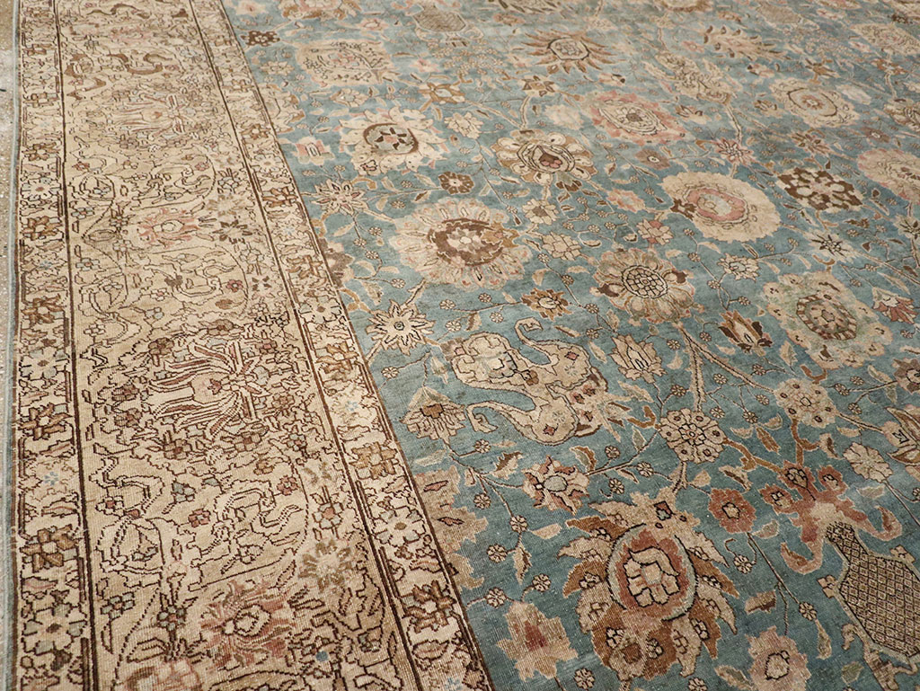 Vintage Persian Tabriz Room Size Carpet, No.18355 - Gss