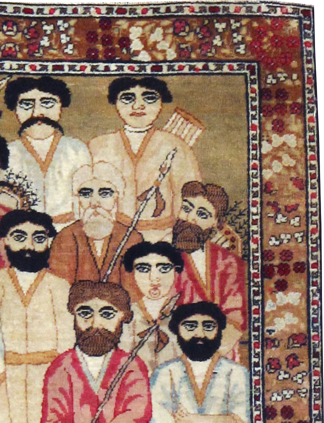 Antique Persian Lavar Kerman Pictorial Rug, No.18644 - Gss