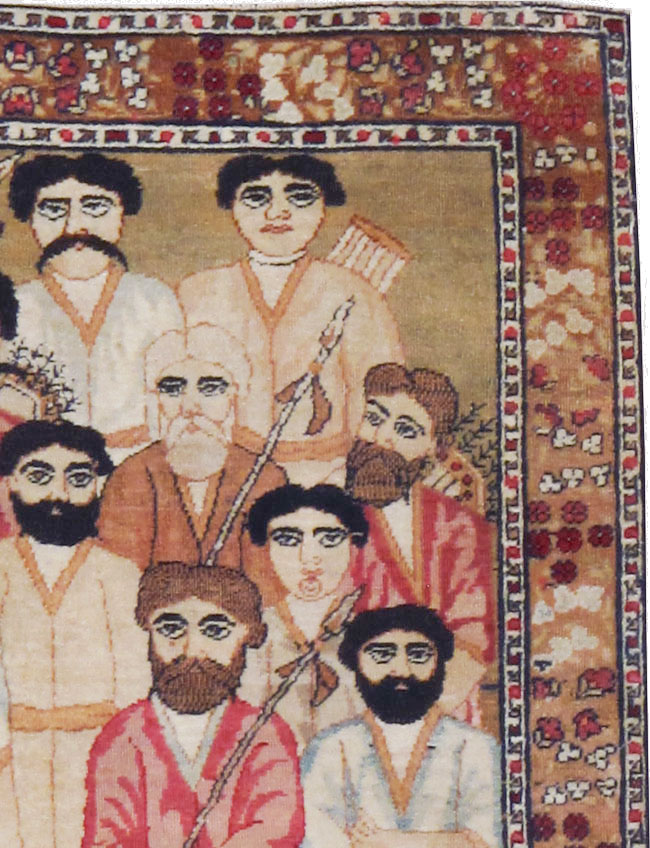 Antique Persian Lavar Kerman Pictorial Rug, No.18644 - Gss