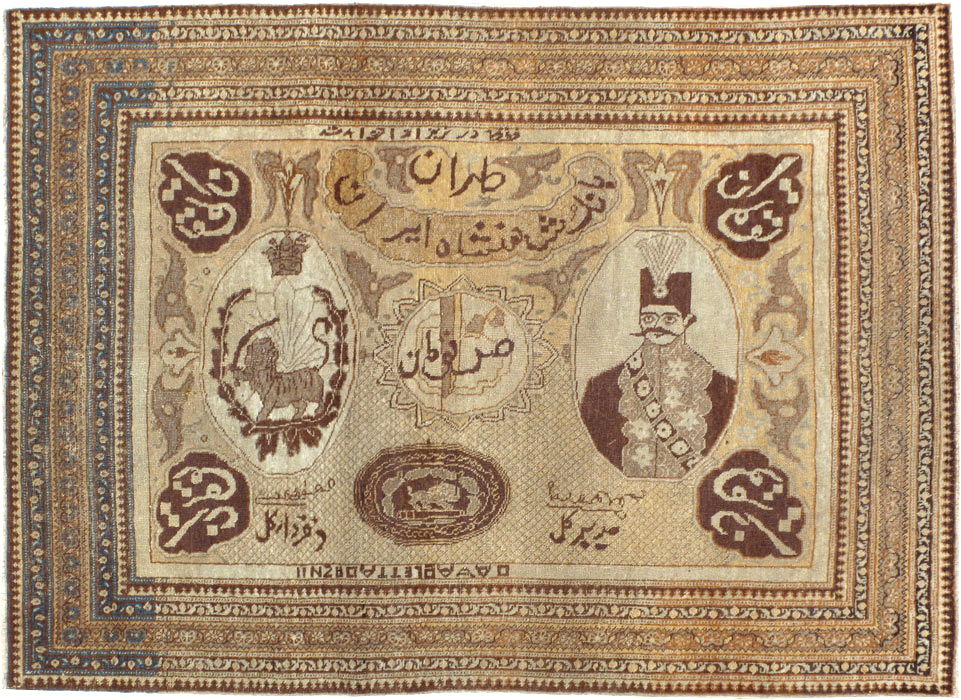 Antique Persian Tabriz Pictorial Rug, No.18682 - Gss