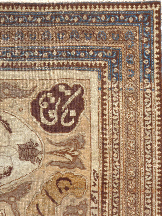 Antique Persian Tabriz Pictorial Rug, No.18682 - Gss
