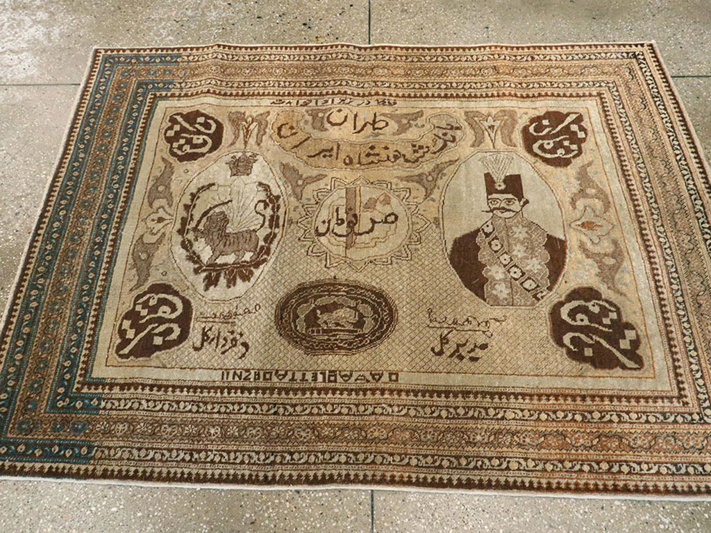 Antique Persian Tabriz Pictorial Rug, No.18682 - Gss