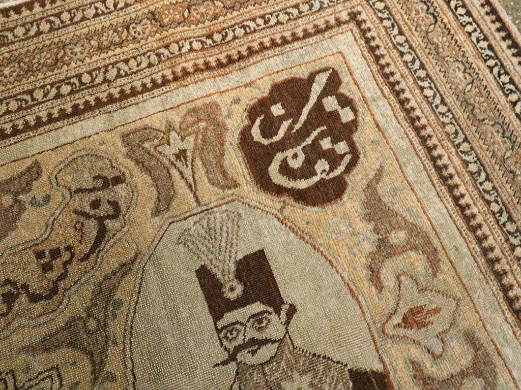 Antique Persian Tabriz Pictorial Rug, No.18682 - Gss