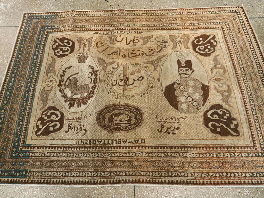 Antique Persian Tabriz Pictorial Rug, No.18682 - Gss