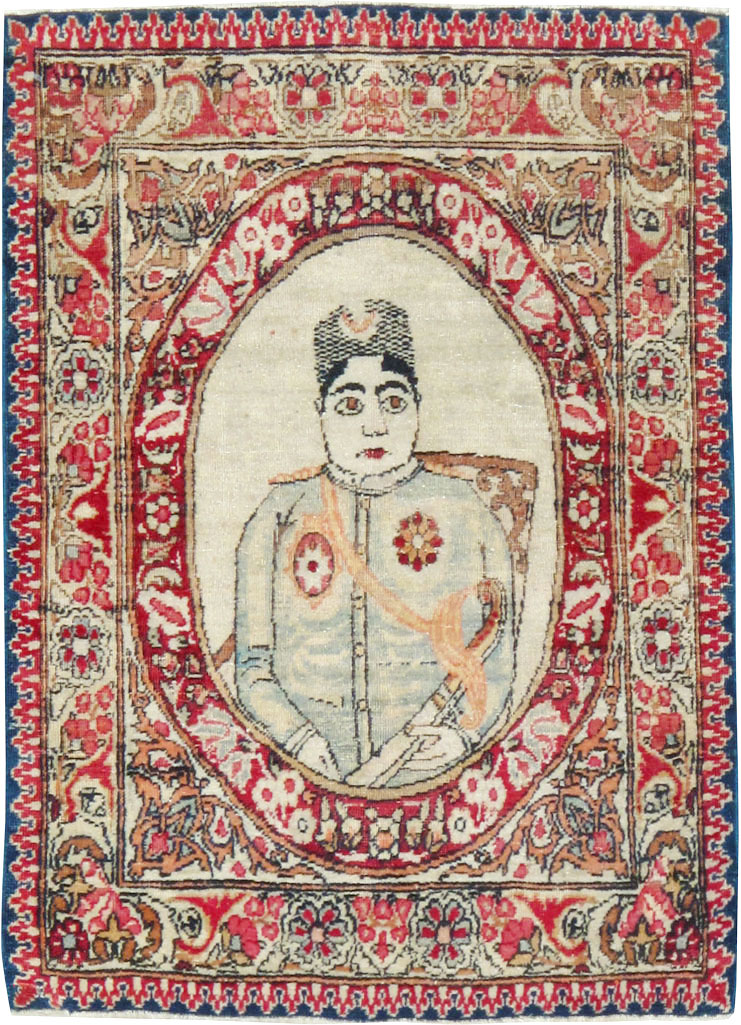 Antique Persian Lavar Kerman Pictorial Rug (Pair: 1 of 2), No.18683 - Gss