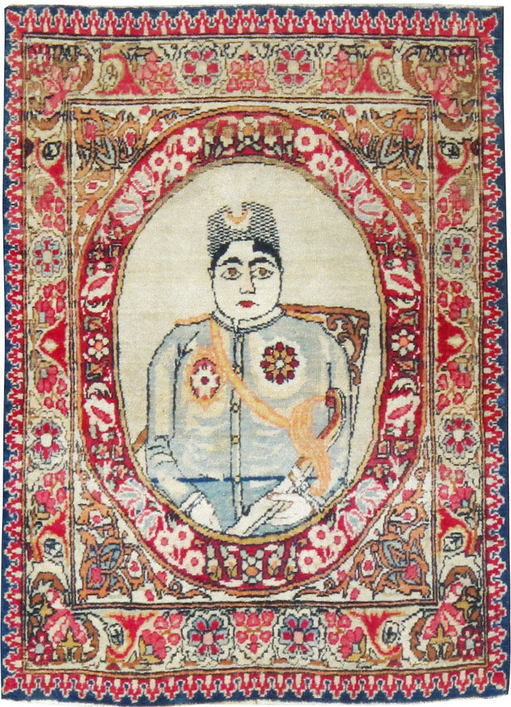 Antique Persian Lavar Kerman Pictorial Rug (Pair: 2 of 2), No.18684 - Gss