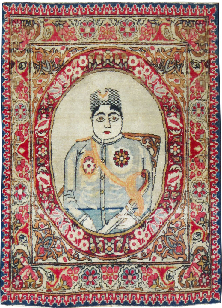 Antique Persian Lavar Kerman Pictorial Rug (Pair: 2 of 2), No.18684 - Gss