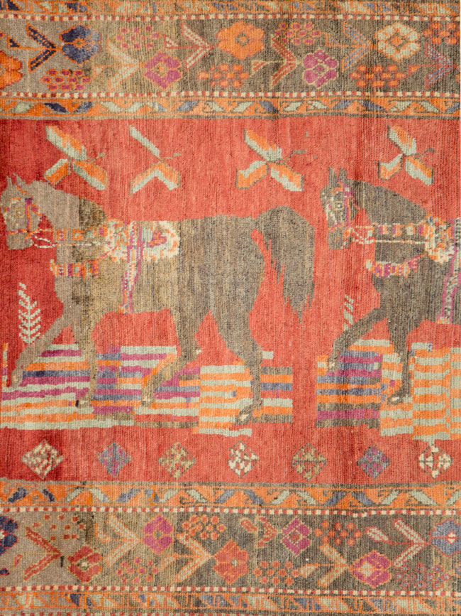 Vintage Caucasian Karabagh Pictorial Rug, No.18892 - Gss