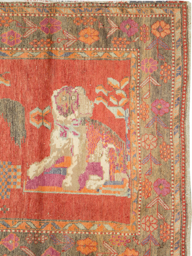 Vintage Caucasian Karabagh Pictorial Rug, No.18892 - Gss