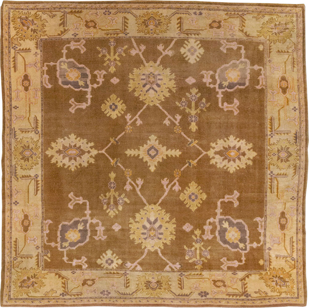 Antique Turkish Oushak Square Room Size Carpet, No.18896 - Gss