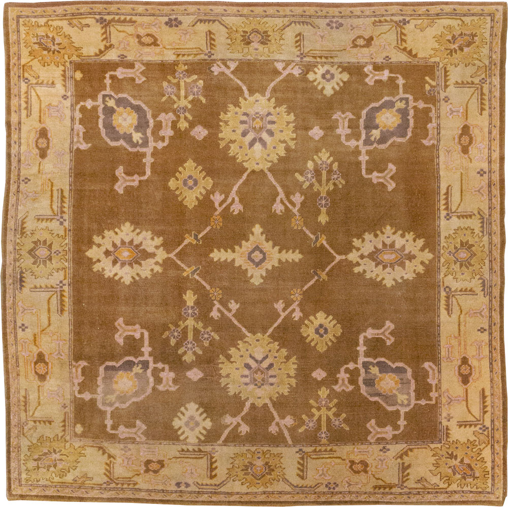 Antique Turkish Oushak Square Room Size Carpet, No.18896 - Gss