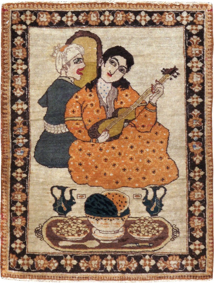 Vintage Persian Tabriz Pictorial Rug, No.18933 - Gss