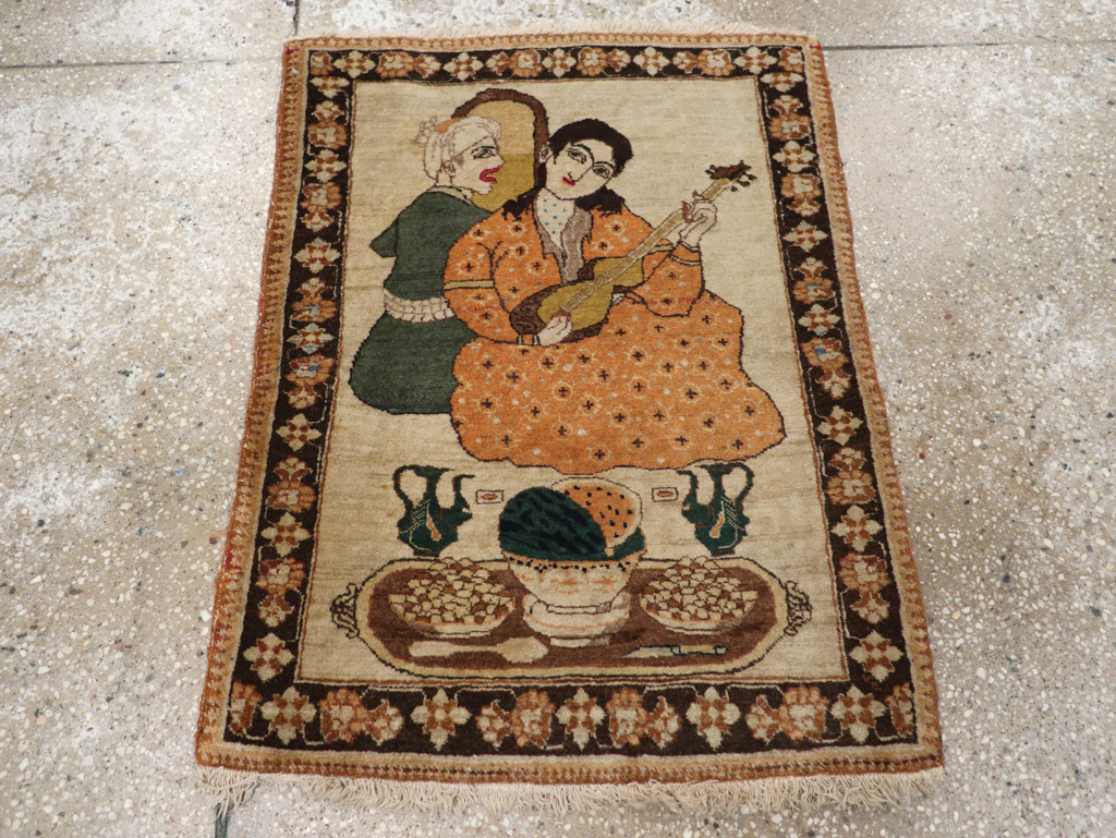 Vintage Persian Tabriz Pictorial Rug, No.18933 - Gss
