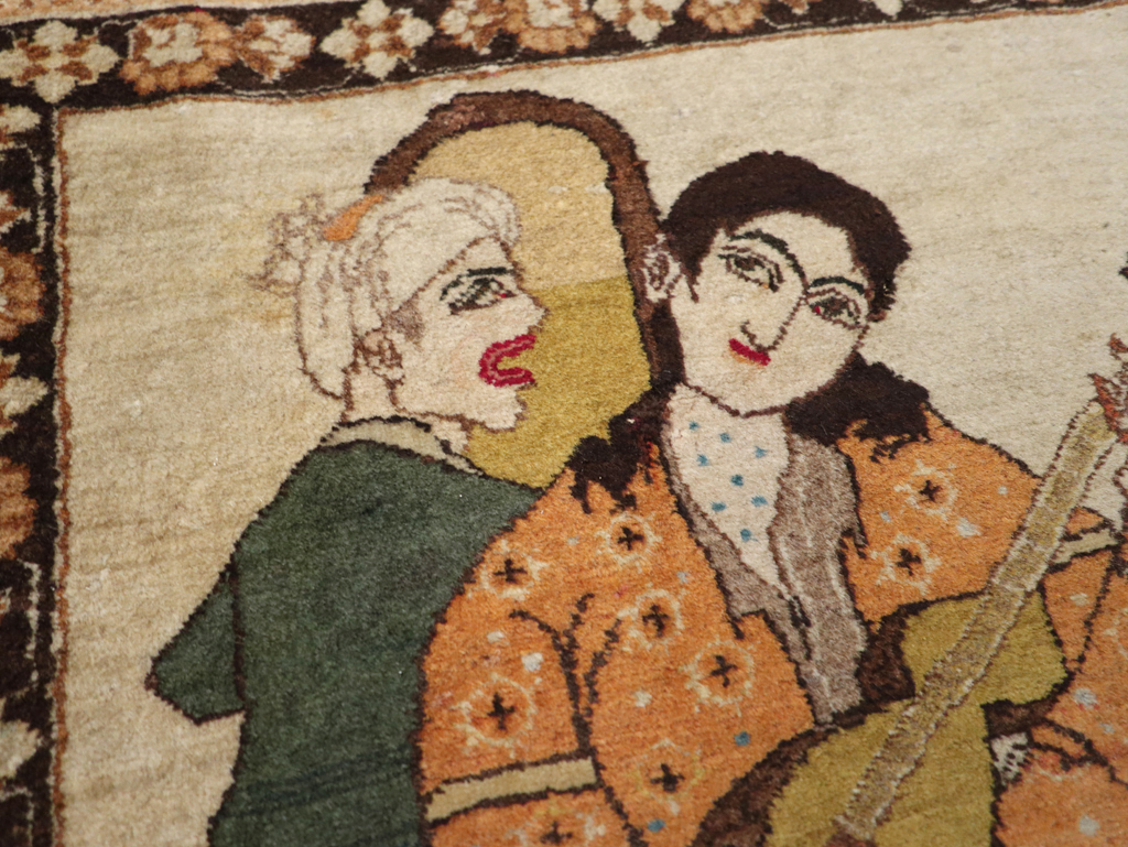 Vintage Persian Tabriz Pictorial Rug, No.18933 - Gss