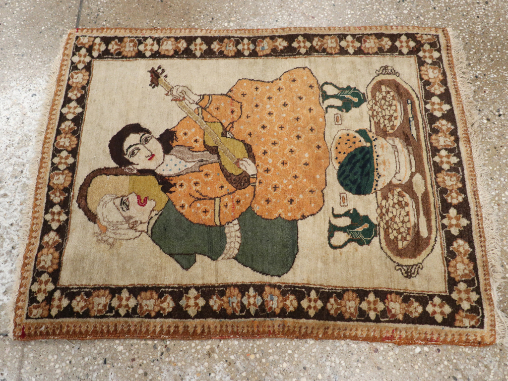 Vintage Persian Tabriz Pictorial Rug, No.18933 - Gss