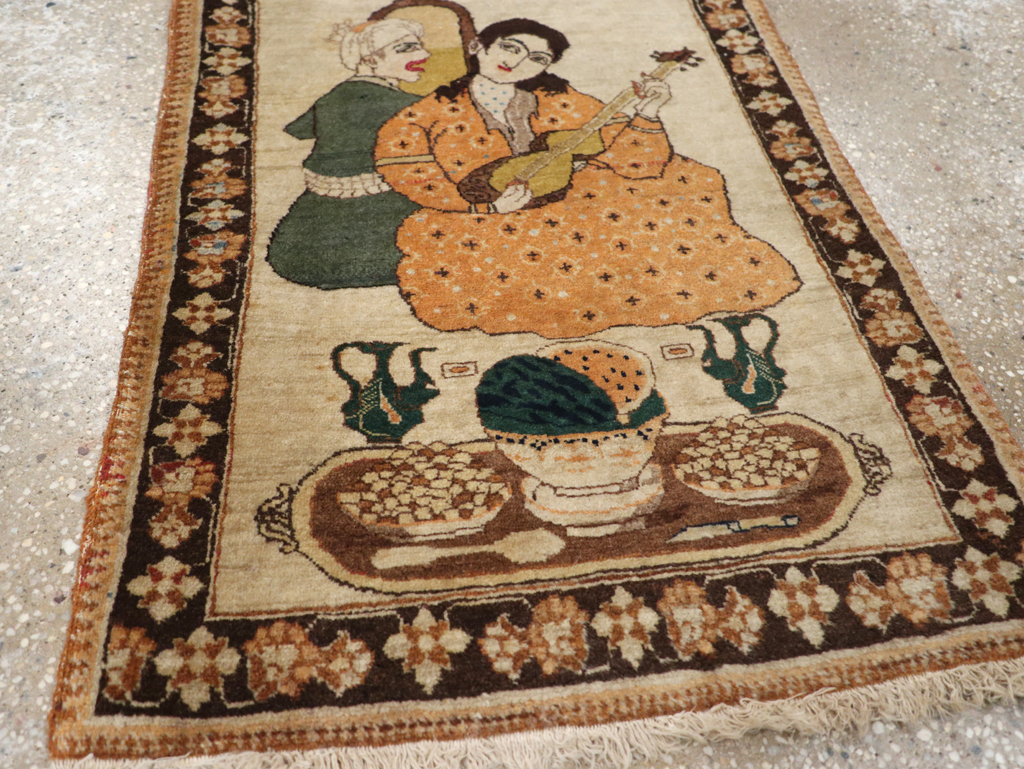 Vintage Persian Tabriz Pictorial Rug, No.18933 - Gss