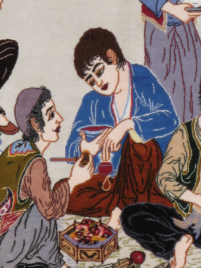 Vintage Persian Ishahan Pictorial Rug, No.18968 - Gss