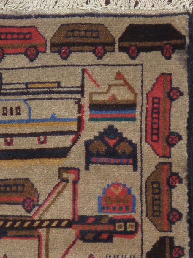 Vintage Afghan Pictorial War Rug, No.18969 - Gss
