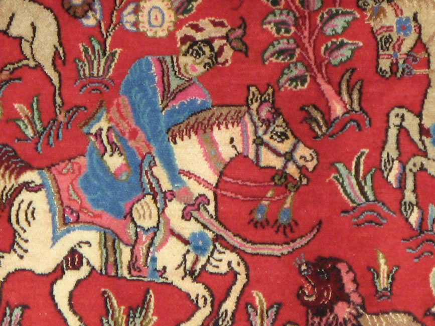 Vintage Persian Quom Pictorial Rug (Pair: 1 of 2), No.18996 - Gss