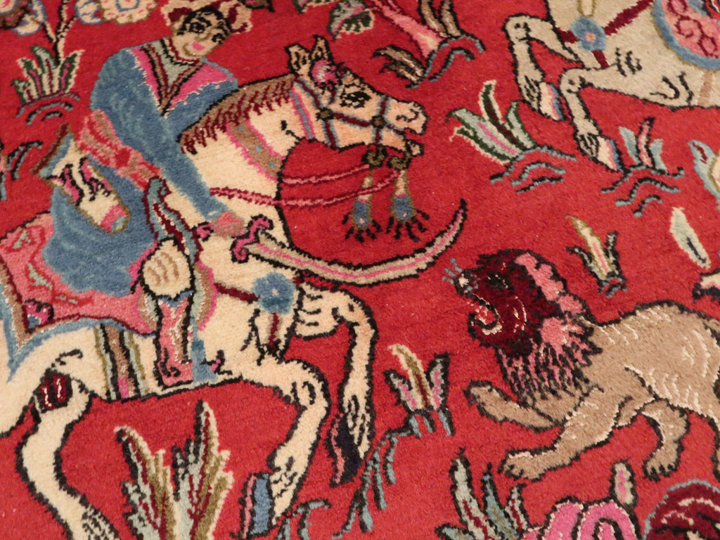 Vintage Persian Quom Pictorial Rug (Pair: 1 of 2), No.18996 - Gss