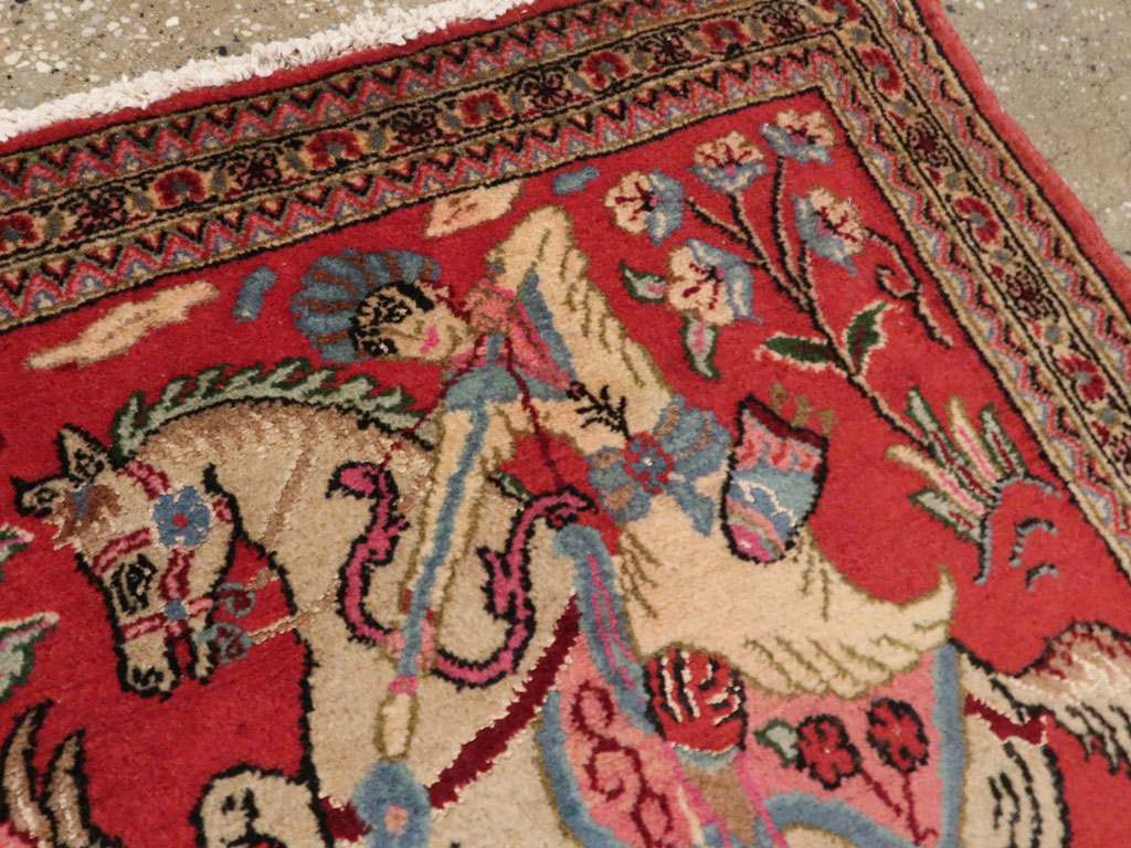 Vintage Persian Quom Pictorial Rug (Pair: 1 of 2), No.18996 - Gss