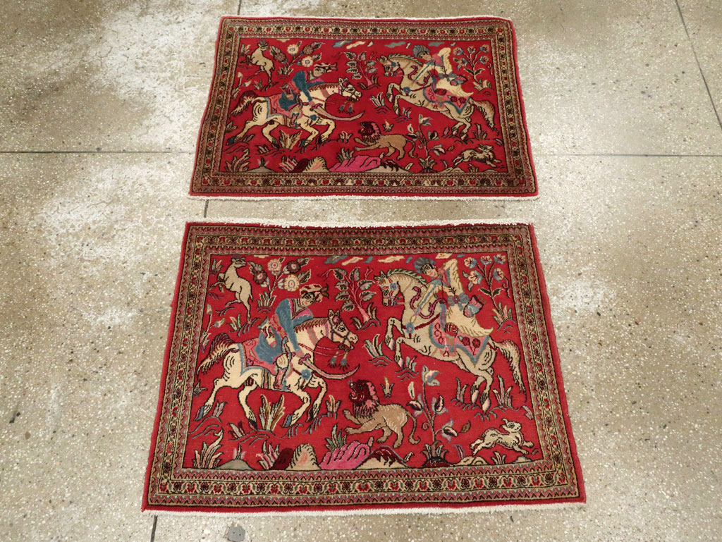 Vintage Persian Quom Pictorial Rug (Pair: 1 of 2), No.18996 - Gss