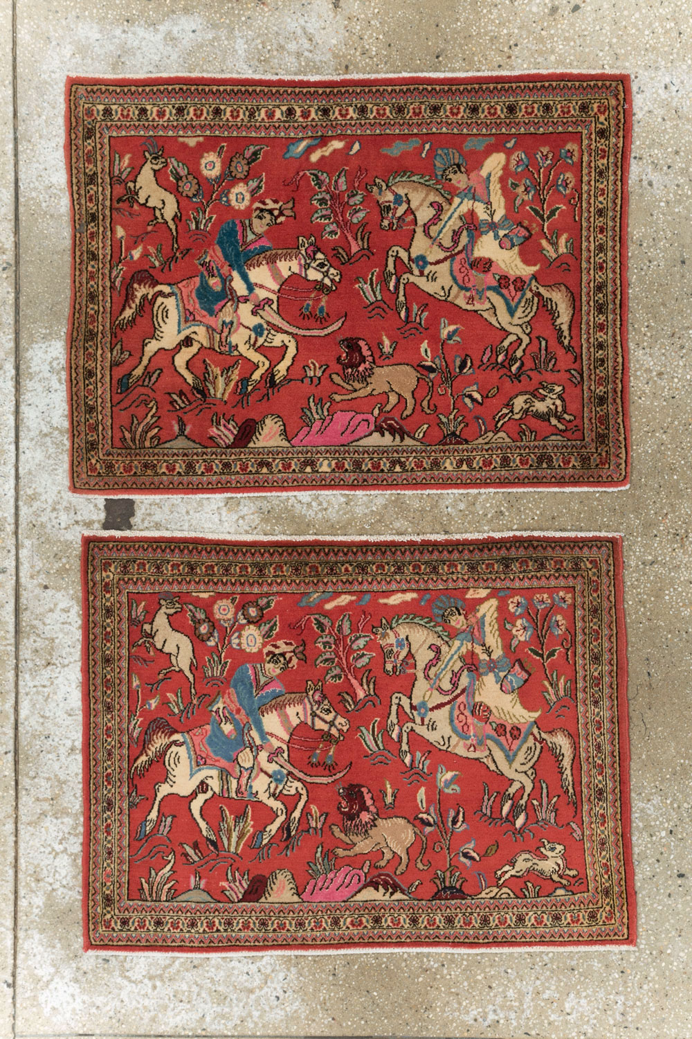 Vintage Persian Quom Pictorial Rug (Pair: 1 of 2), No.18996 - Gss
