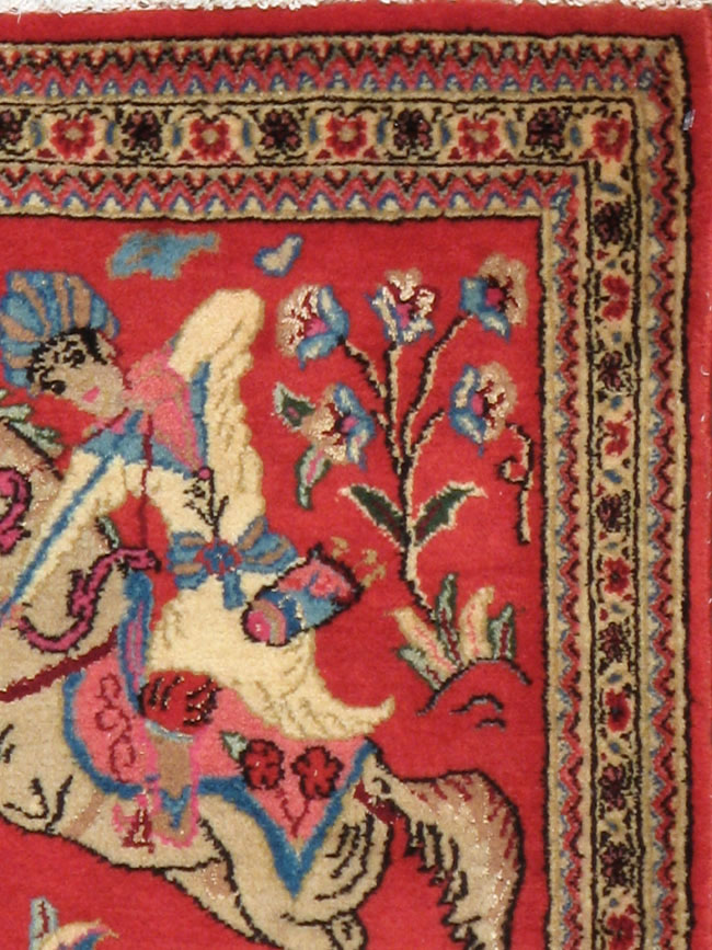 Vintage Persian Quom Pictorial Rug (Pair: 2 of 2), No.18997 - Gss