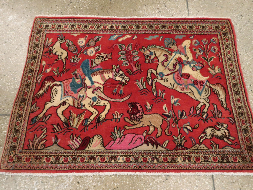 Vintage Persian Quom Pictorial Rug (Pair: 2 of 2), No.18997 - Gss