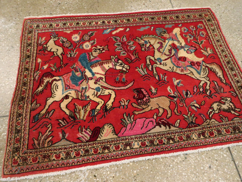 Vintage Persian Quom Pictorial Rug (Pair: 2 of 2), No.18997 - Gss