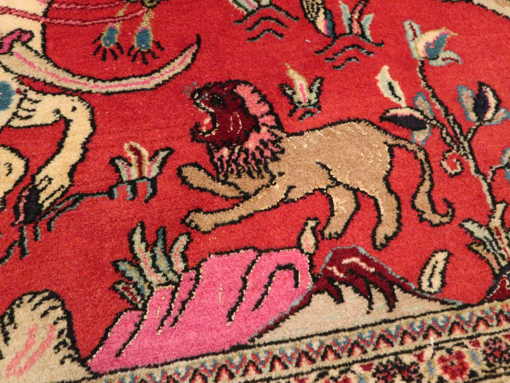 Vintage Persian Quom Pictorial Rug (Pair: 2 of 2), No.18997 - Gss