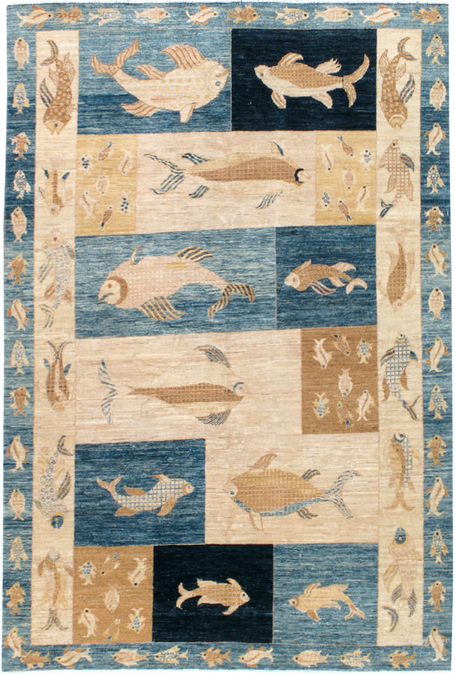 Contemporary Turkish Pictorial Accent Rug, No.18999 - Gss