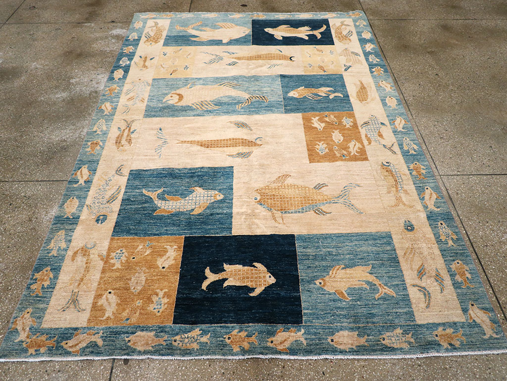Contemporary Turkish Pictorial Accent Rug, No.18999 - Gss