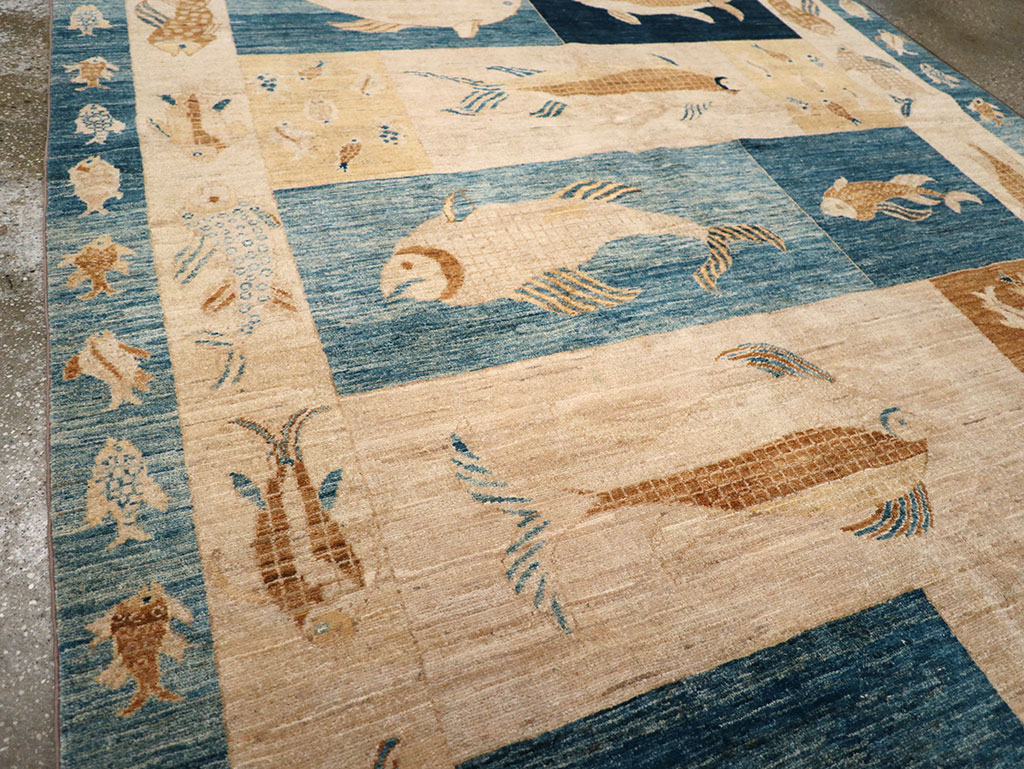 Contemporary Turkish Pictorial Accent Rug, No.18999 - Gss