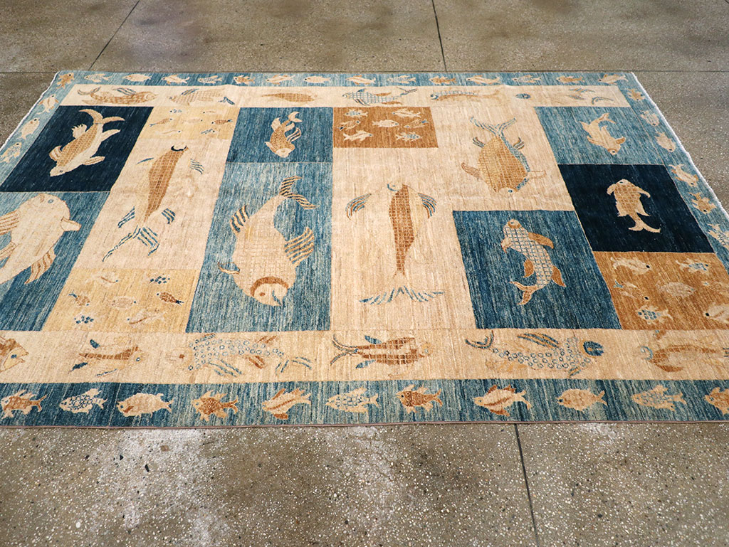 Contemporary Turkish Pictorial Accent Rug, No.18999 - Gss