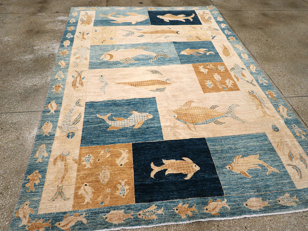 Contemporary Turkish Pictorial Accent Rug, No.18999 - Gss