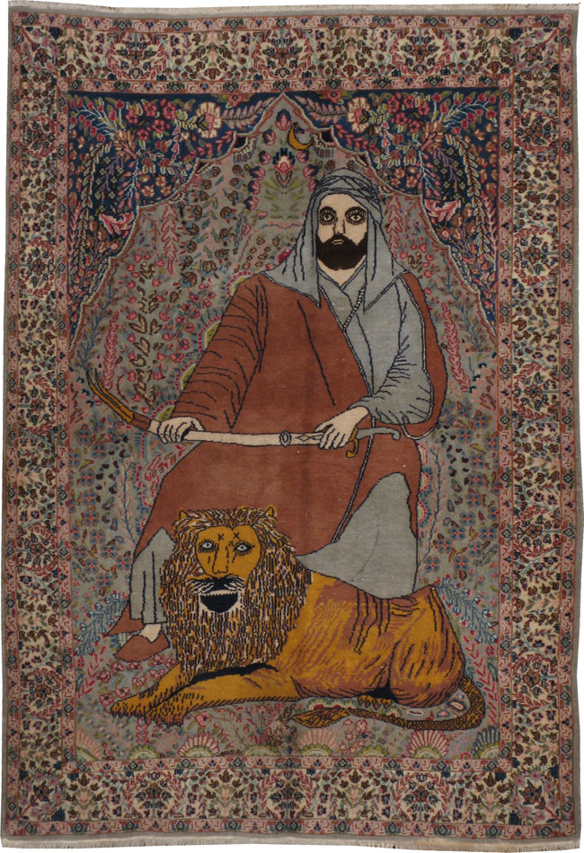 Vintage Persian Tabriz Pictorial Rug, No.19001 - Gss