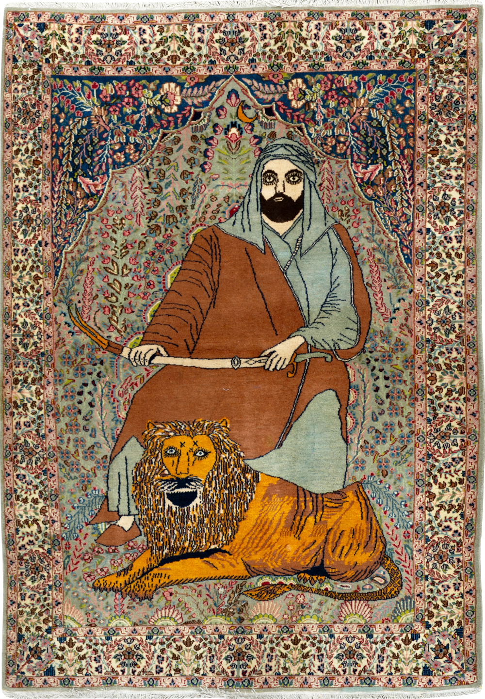 Vintage Persian Tabriz Pictorial Rug, No.19001 - Gss