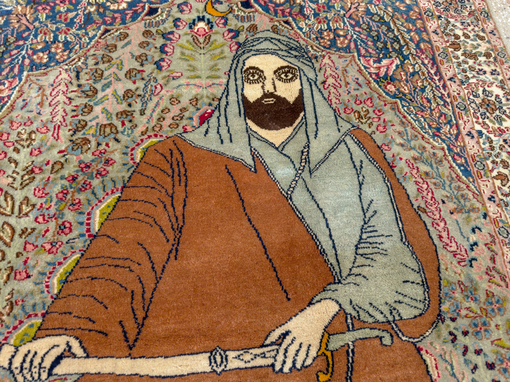 Vintage Persian Tabriz Pictorial Rug, No.19001 - Gss