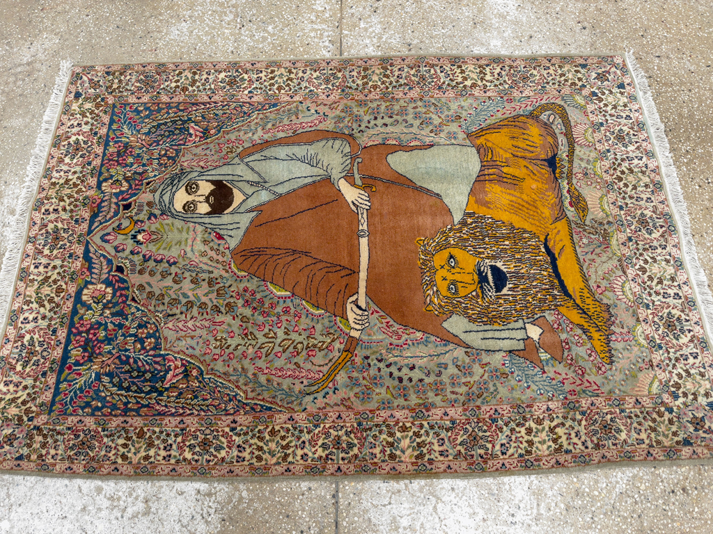 Vintage Persian Tabriz Pictorial Rug, No.19001 - Gss