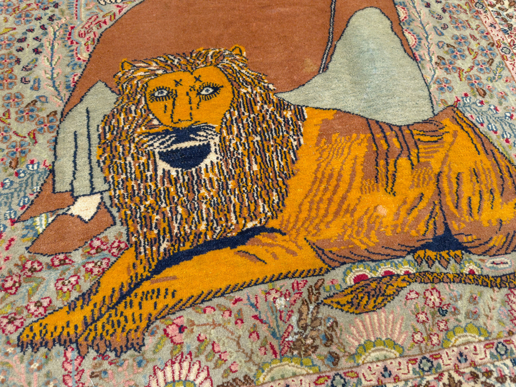 Vintage Persian Tabriz Pictorial Rug, No.19001 - Gss