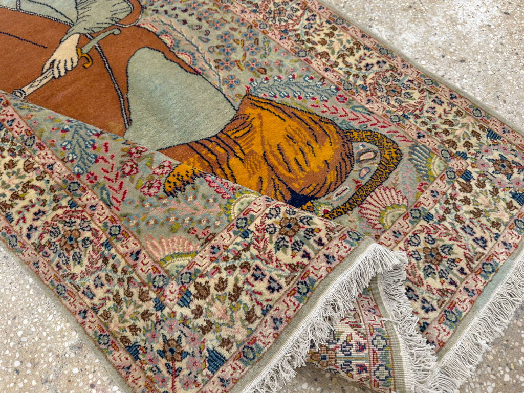 Vintage Persian Tabriz Pictorial Rug, No.19001 - Gss
