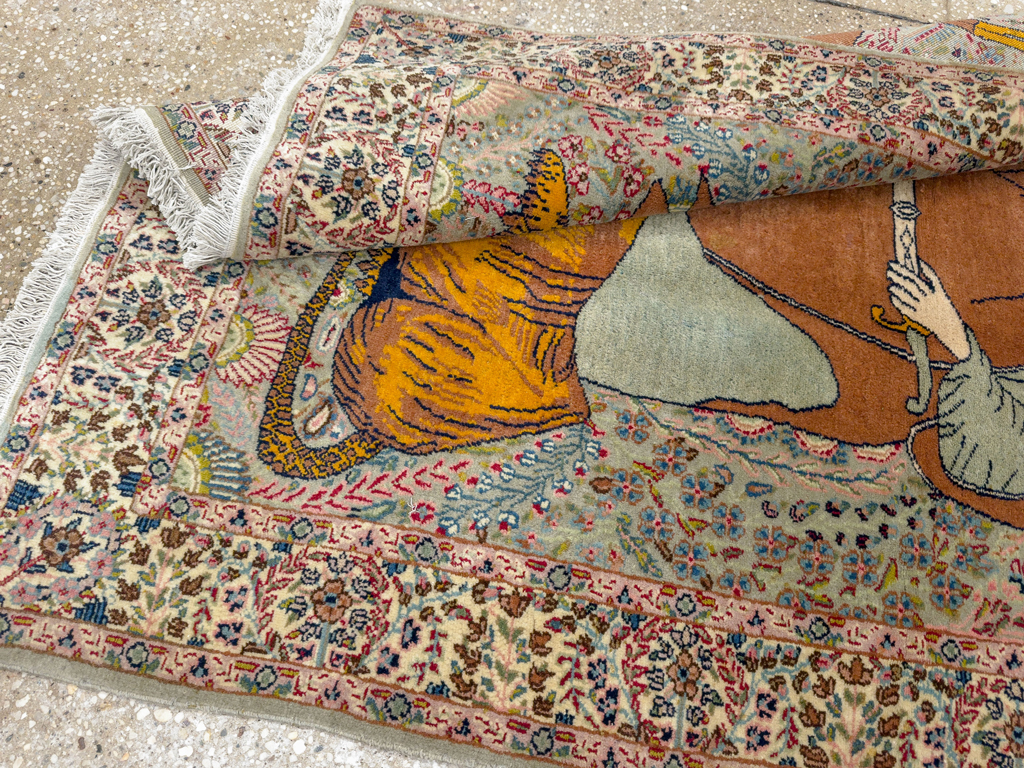 Vintage Persian Tabriz Pictorial Rug, No.19001 - Gss