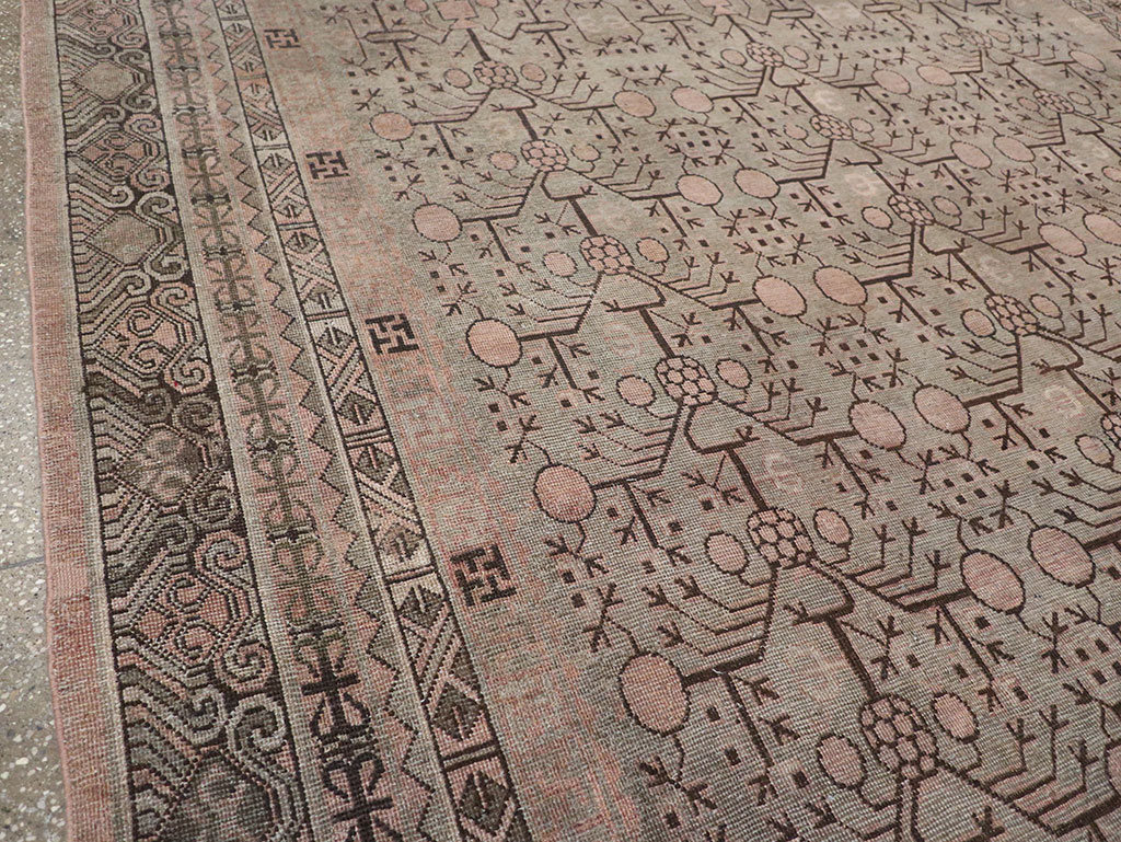Antique East Turkestan Khotan Room Size Carpet, No.19007 - Gss
