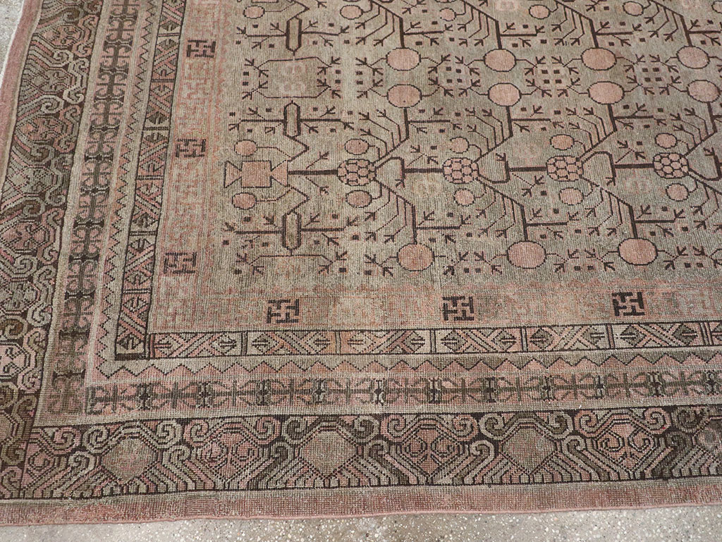 Antique East Turkestan Khotan Room Size Carpet, No.19007 - Gss