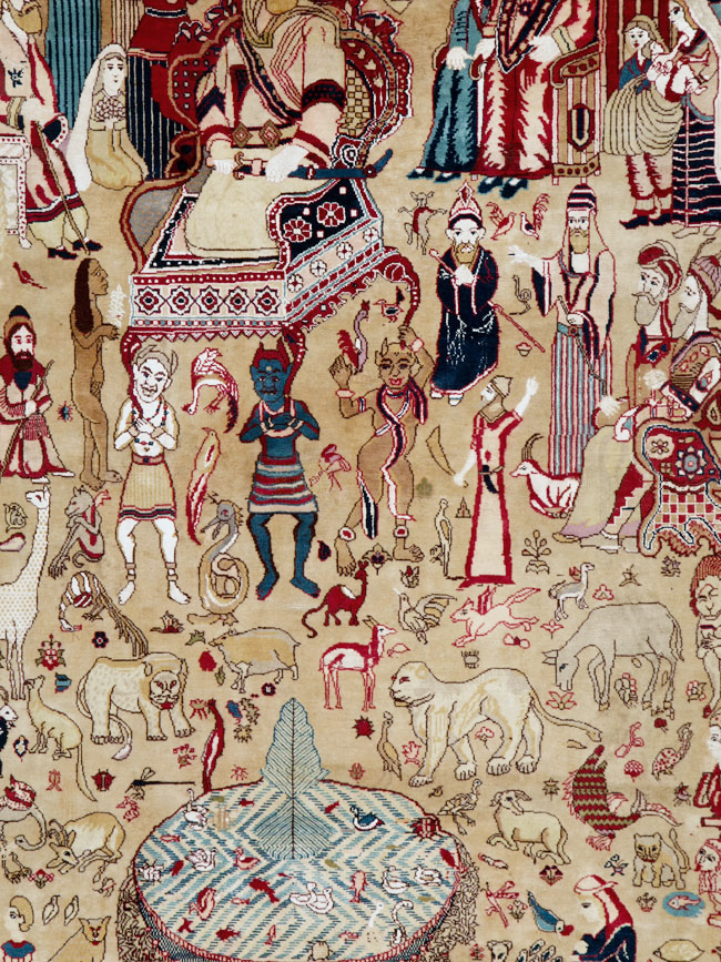 Vintage Indo Tabriz Pictorial Rug, No.19012 - Gss