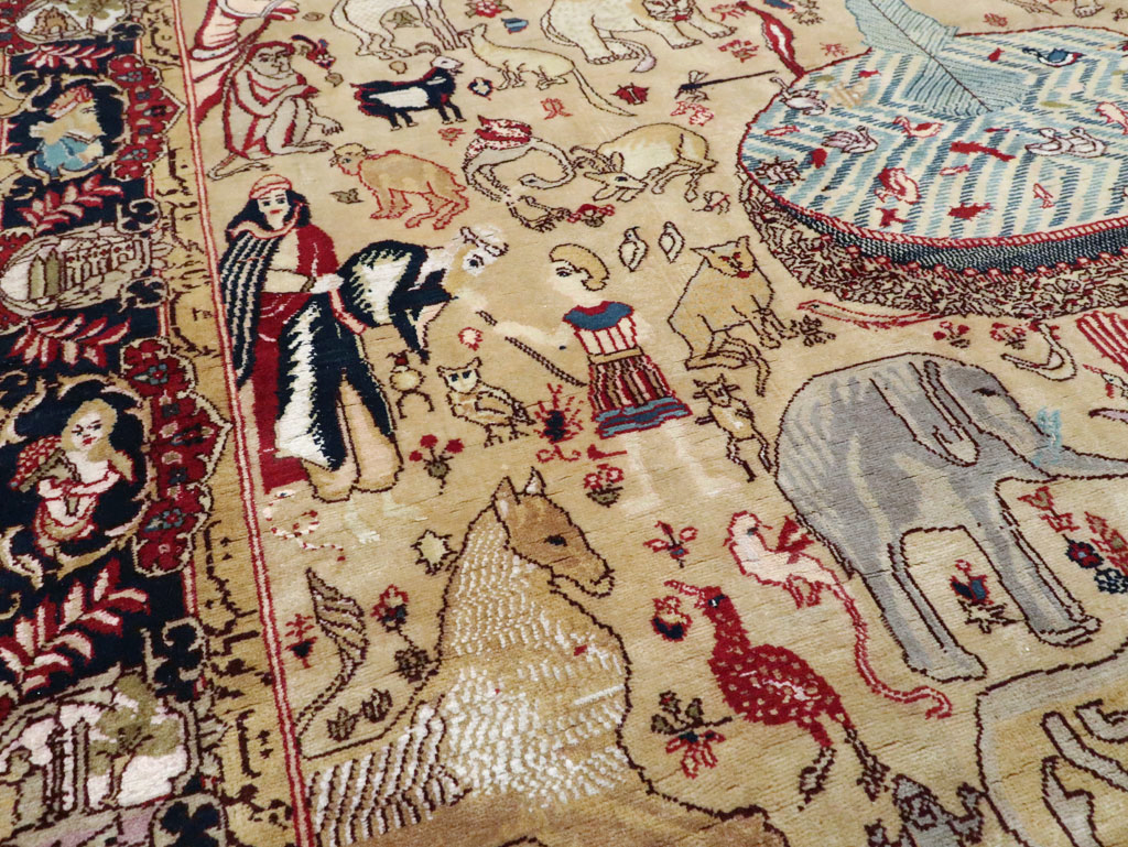 Vintage Indo Tabriz Pictorial Rug, No.19012 - Gss