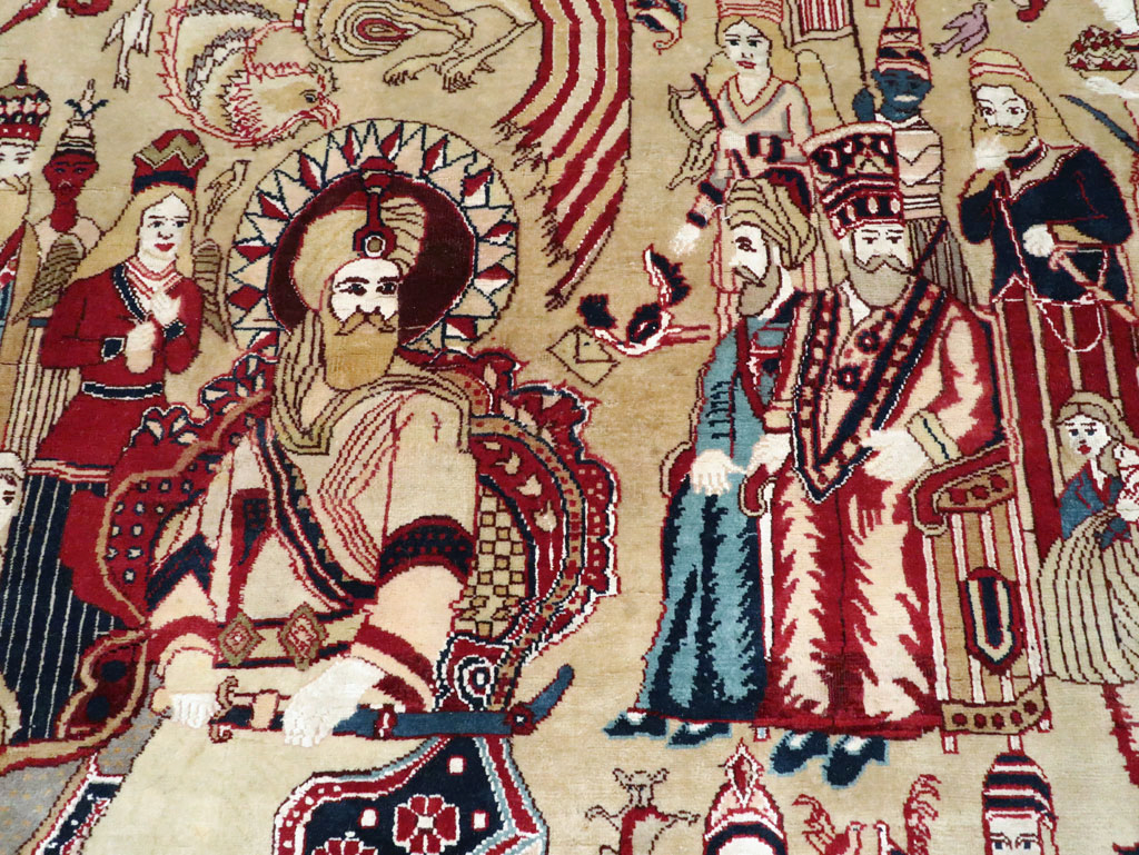 Vintage Indo Tabriz Pictorial Rug, No.19012 - Gss